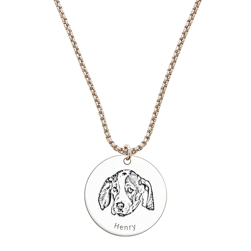 Handmade Pet Face Necklace, Stainless Steel with Barn Style