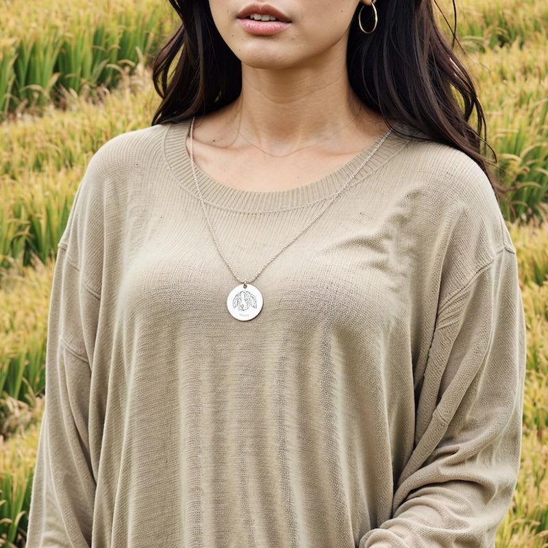 Handmade Pet Face Necklace, Stainless Steel with Barn Style