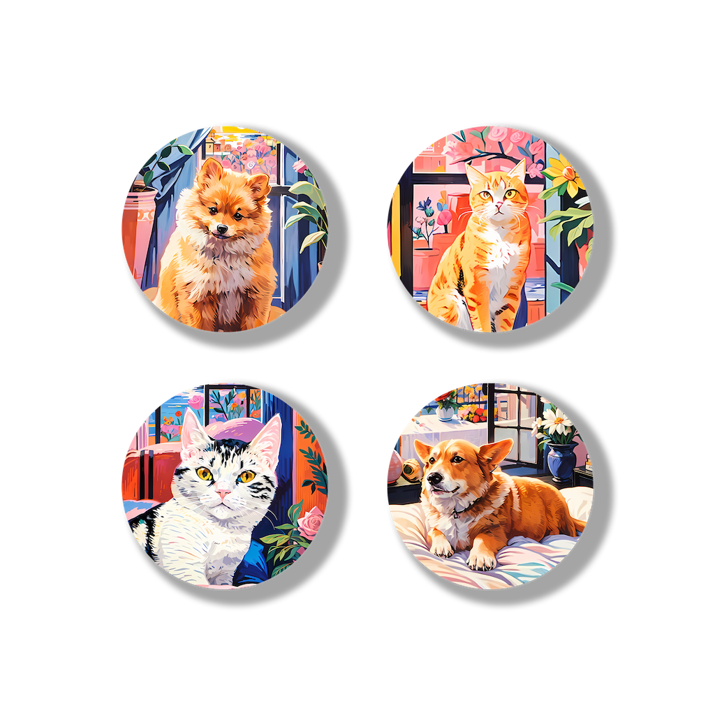 Custom Pet Photo Tinplate Badges and Fridge Magnets